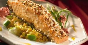 Salmone in gremolata e cavolo bianco