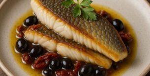 Ombrina alle Olive e Pomodori Secchi