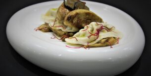 Gyoza al tartufo e scaloppe di foie gras
