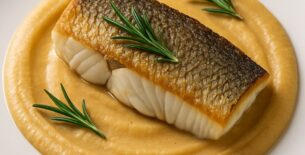 Ombrina con Crema di Ceci e Rosmarino