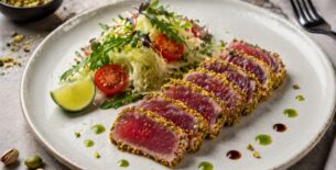 Tataki di Tonno ai Pistacchi e Lime